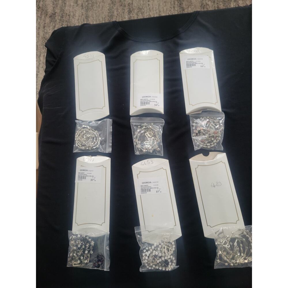 New LOT of 6 Euro Jeweled Decorative Crystal Bra Straps Rhinestones Crystals NIB